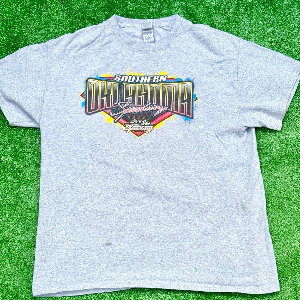 GILDAN Southern Oklahoma Speedway Gray T Shirt Vintage